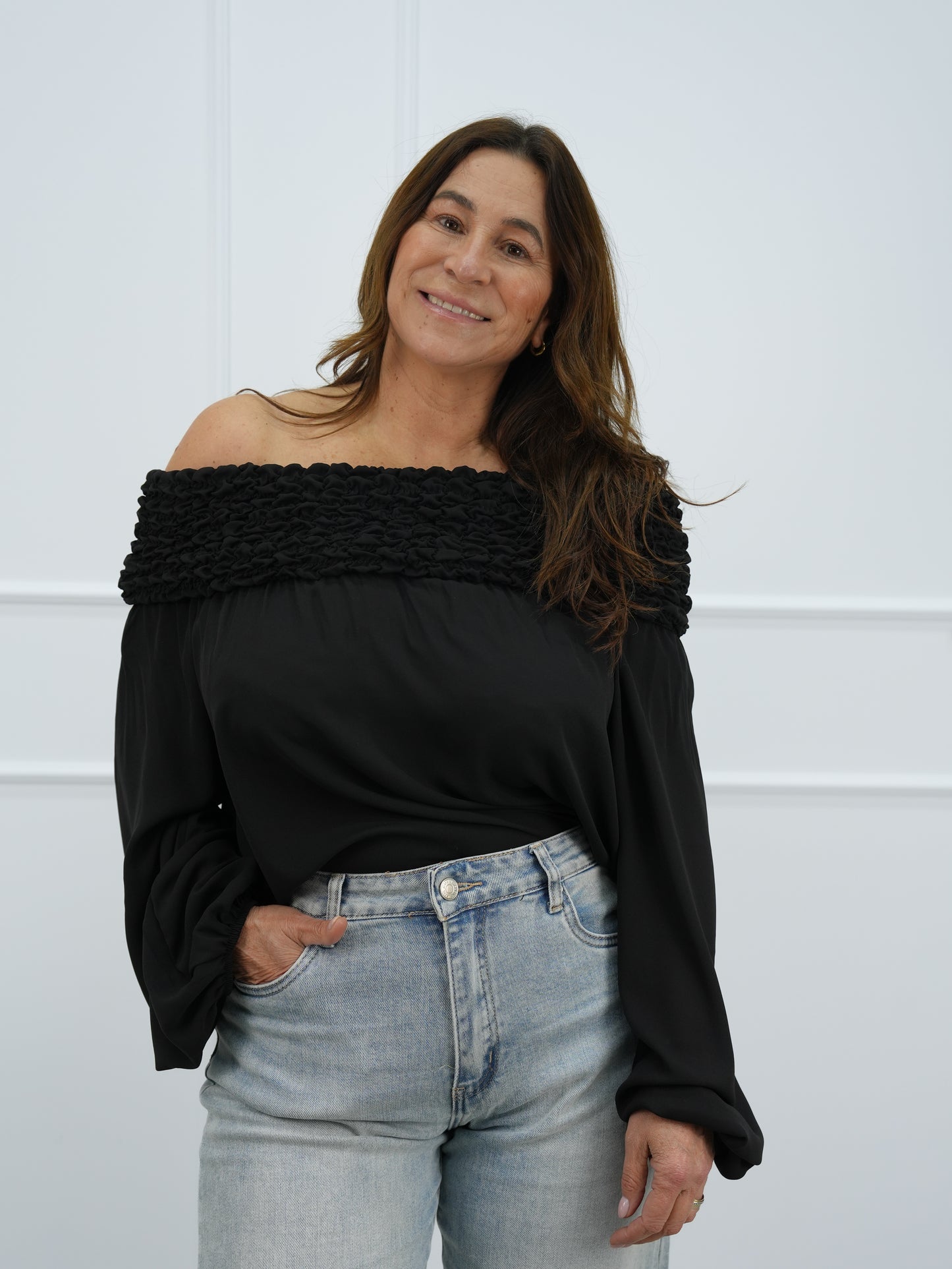 BLUSA CHIFFON OFF-SHOULDER