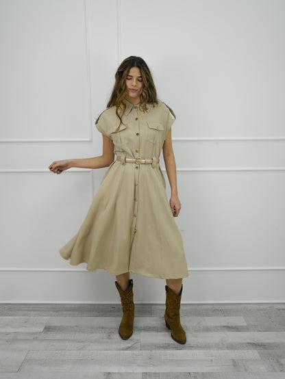 VESTIDO MIDI MILITAR